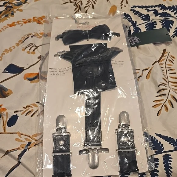 ❤️10/$40 New Kids Suspenders Bow Tie Pocket Scarf Set