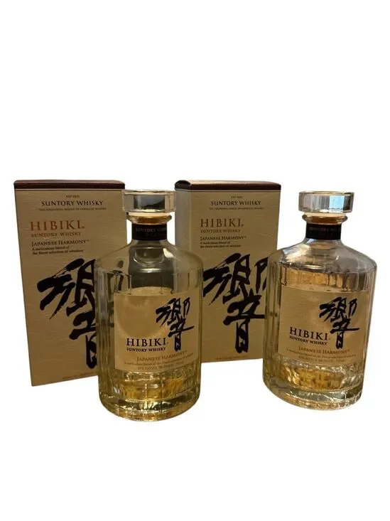 2 HIBIKI Suntory Harmony EMPTY Whisky Bottles with Box 750mL