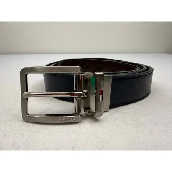 Vintage Y2K Tommy‎ Hilfiger Reversible Belt Navy Brown 40” Made in Taiwan
