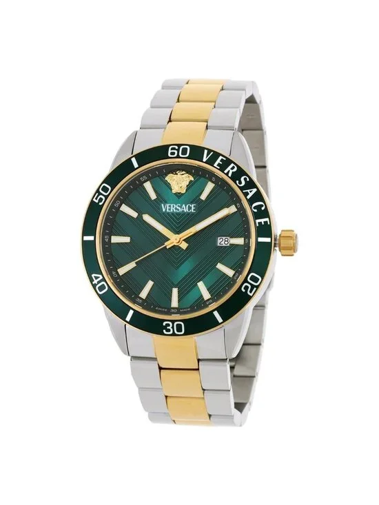 NWT Versace Greca Urban Quartz Green Dial Men's Watch