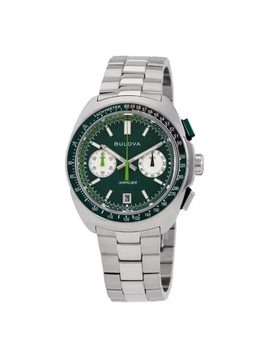 NWT Bulova Racer Chronograph Quartz Green Dial Men's Watch