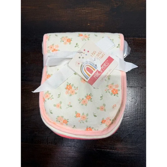 Millie‎ & Myles 3 Pack Baby Bibs Burp Cloths Floral Pink Polka Dot