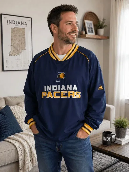 Pro Player adidas Windbreaker Jacket Men's Sz XXL NBA Indiana Pacers Logo Pullov