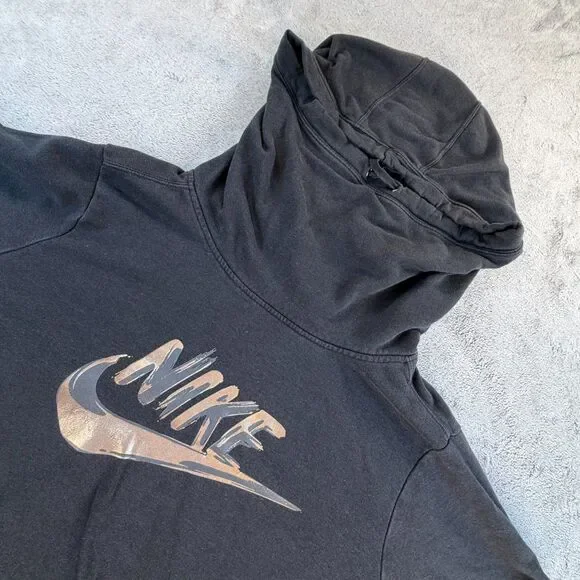 Nike Hoodie Women’s 1X Pullover Sweatshirt Black Metallic Swoosh Logo