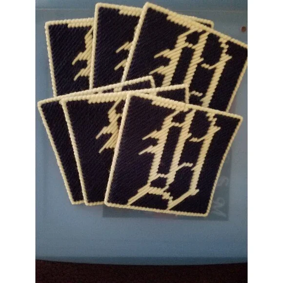 Drink Coasters Plastic Canvas Detroit Tigers Blue White