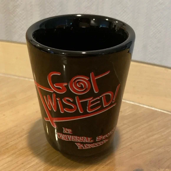RARE Vintage Shot Glass “Got Twisted” @ Universal Studios Florida, Black, 90’s