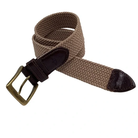Dockers Mens Braided Elastic Stretch Belt Tan Brown Leather 36 11DK0223