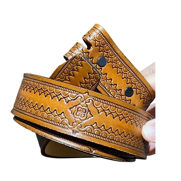 USA Made Embossed Genuine Leather‎ Replacement Belt Strap 1-1/2