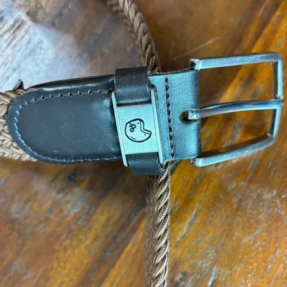Ted Baker London Mens Brown Braided Woven‎ Stretch Belt Leather Trim Size 95 38