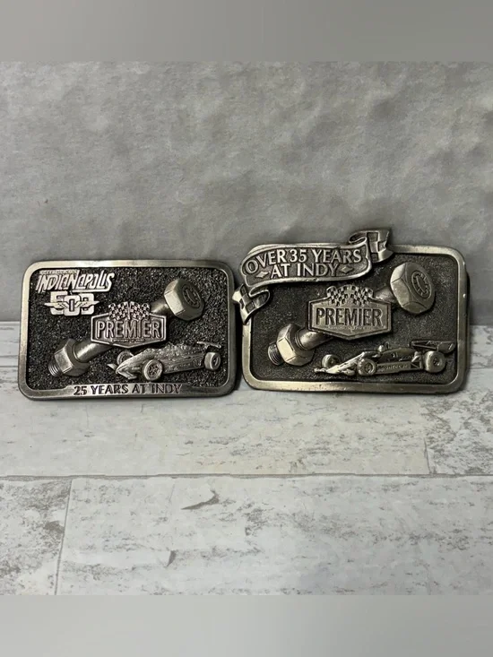 Premier Industrial Cooperation Indy 500 Belt Buckle Set 25 Year 35 Year  Rare