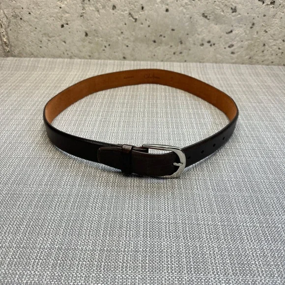 Cole Haan Brown Leather Dress Belt Mens‎ Size 34 Classic Silver Buckle