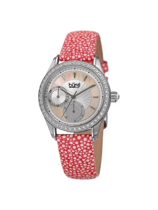 NWT Burgi Quartz Mother of Pearl Dial Ladies Watch