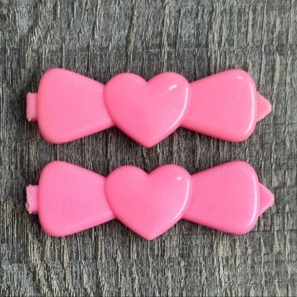 💞 Set of 2 Pink Heart Hair Clip Barrettes for Babies & Kids