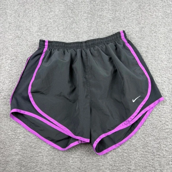 Nike Dri-FIT Tempo Running Shorts Womens Small Black Purple Athletic Gym Workout