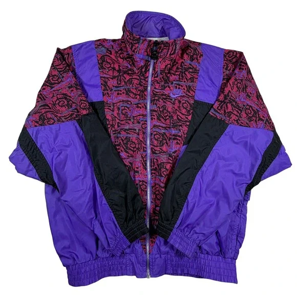 Vintage Nike Windbreaker Jacket Purple Pink‎ Abstract 90s Retro Womens Small