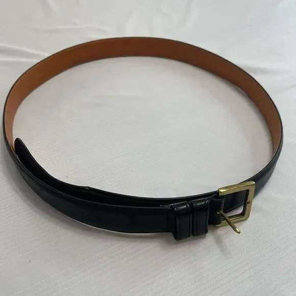 Coach VTG Men’s Black Leather 7601 Brass Buckle Belt Size 42