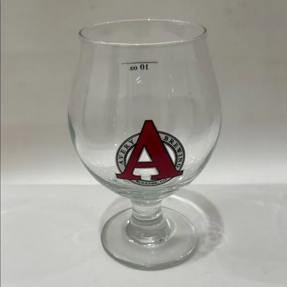 Avery Brewing Boulder Co 10 Oz Red Logo Tulip Beer Glass Stemware  5 1/2 In