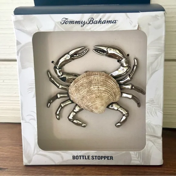 Tommy Bahama Metal Sea Shell Body Crab Wine Bottle Stopper NEW IN BOX Great Gift