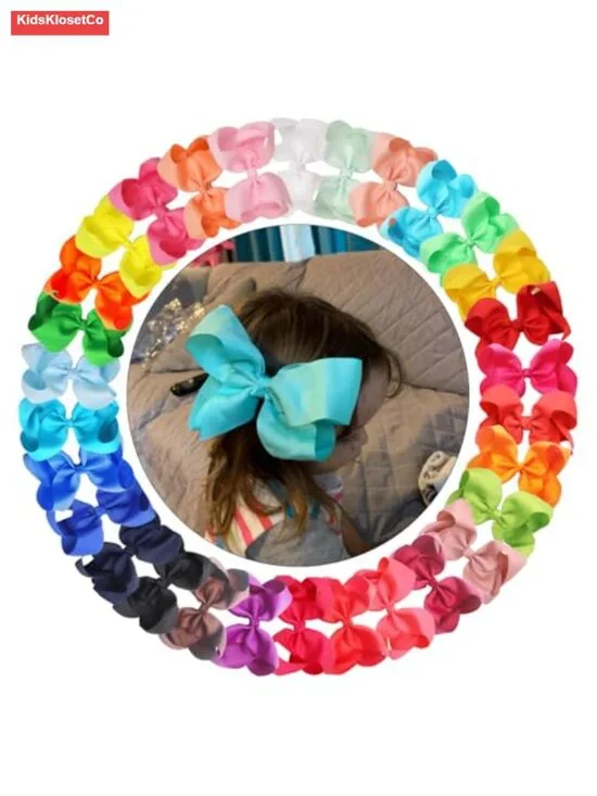 6-Inch Grosgrain Ribbon Hair Bows with Alligator Clips for Girls Back to School