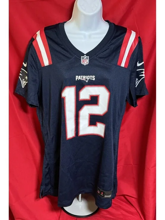 Nike Tom Brady New England Patriots Blue #12 Jersey Womens XL NEW