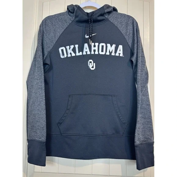 Nike Therma Fit womens gray hoodie sweatshirt hoodie OU‎ Oklahoma Sooners sz M