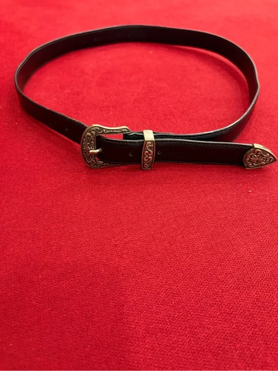 The Kooples Black Leather Belt Ornate Metal Buckle