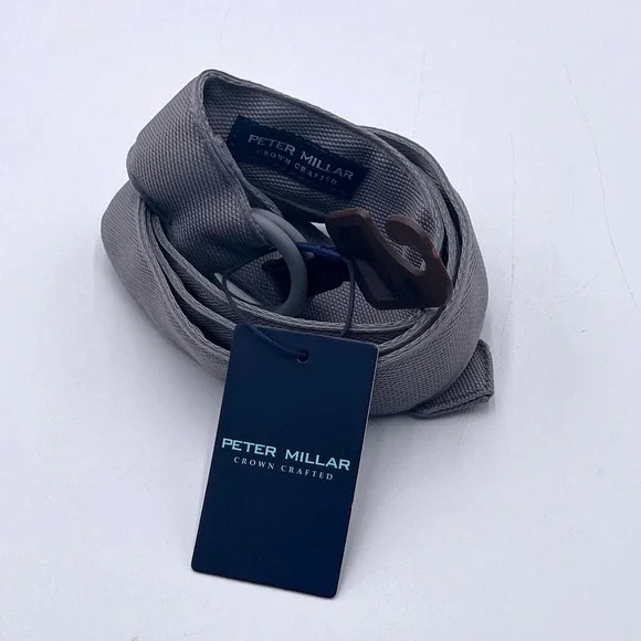 Peter Millar Crown Crafted Mens Gray Canvas Belt Size L‎ ME0XA515 MSRP 90