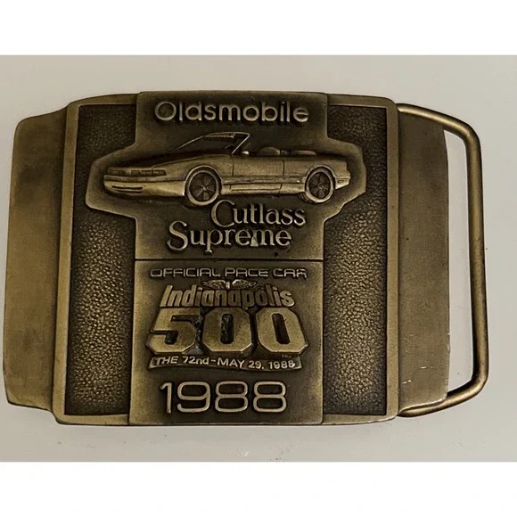 1988 Indianapolis 500 Oldsmobile Cutlass Supreme Pace Car Brass Belt Buckle‎