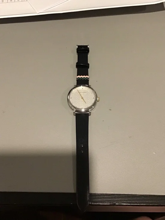 Missoni Black Strap Watch with Silver Case and Gold Accents