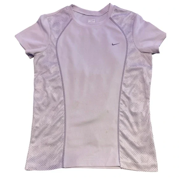 Nike Women's Lavender Performance Mesh Panel Athletic Shirt, Size Medium