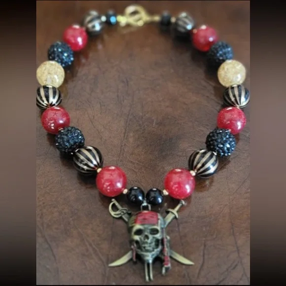 NEW- Chunky Bubblegum Bead Pirate Necklace