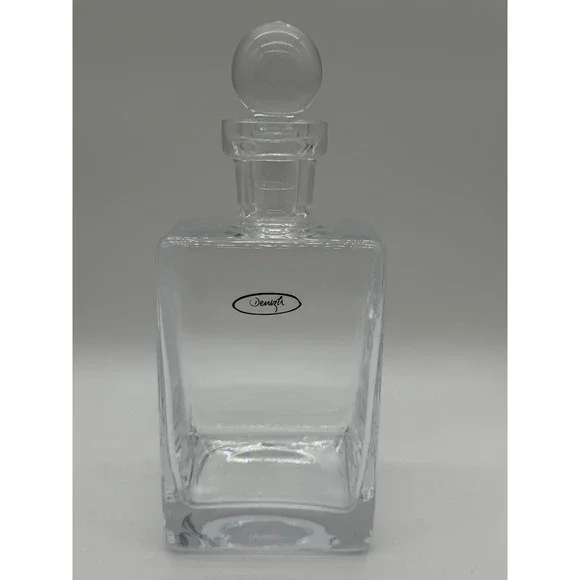 Denizli Clear Glass Square Liquor Decanter with Round Ball Stopper 9.5 inch