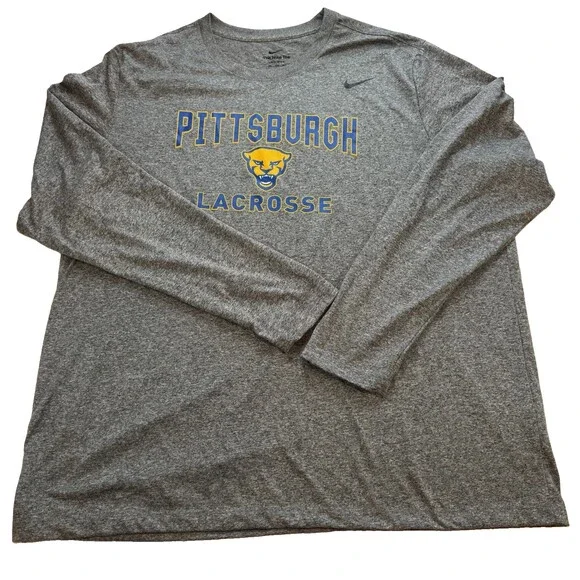 University of Pittsburgh Panthers Nike Gray Long  Sleeve shirt Size Men XXL Pitt