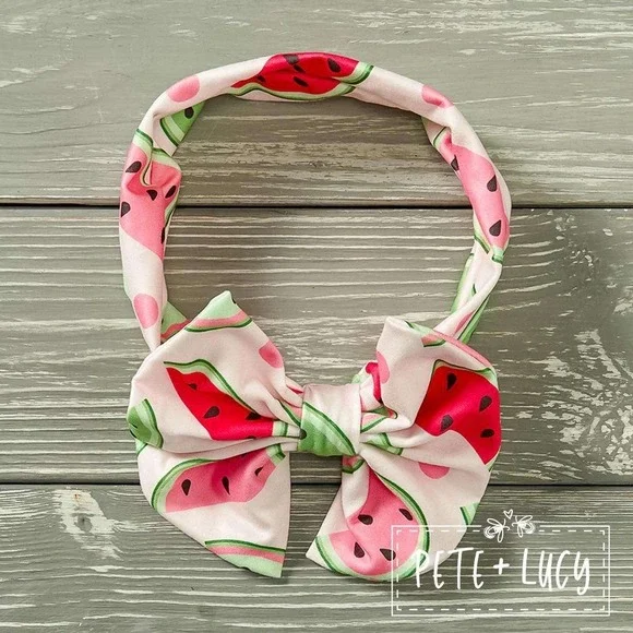 Pete + Lucy Baby Toddler Watermelon Headband Girl Bow Cute Summer NWT‎