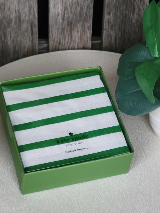 kate spade New York Green Stripe Cocktail Napkins