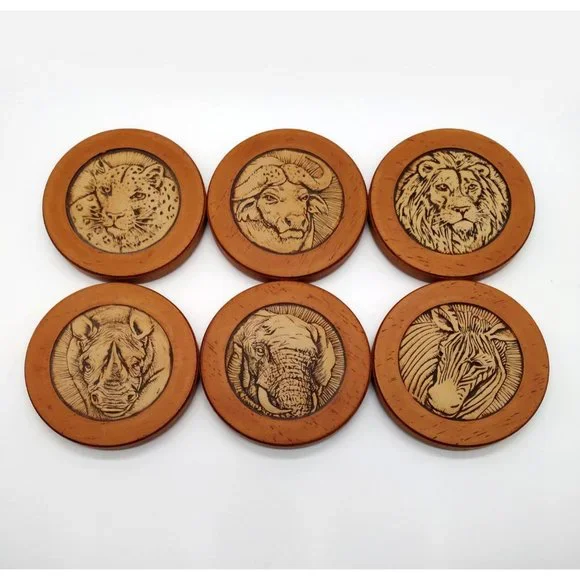 6 Piece Coaster Set Safari Animals by A Taste of Africa