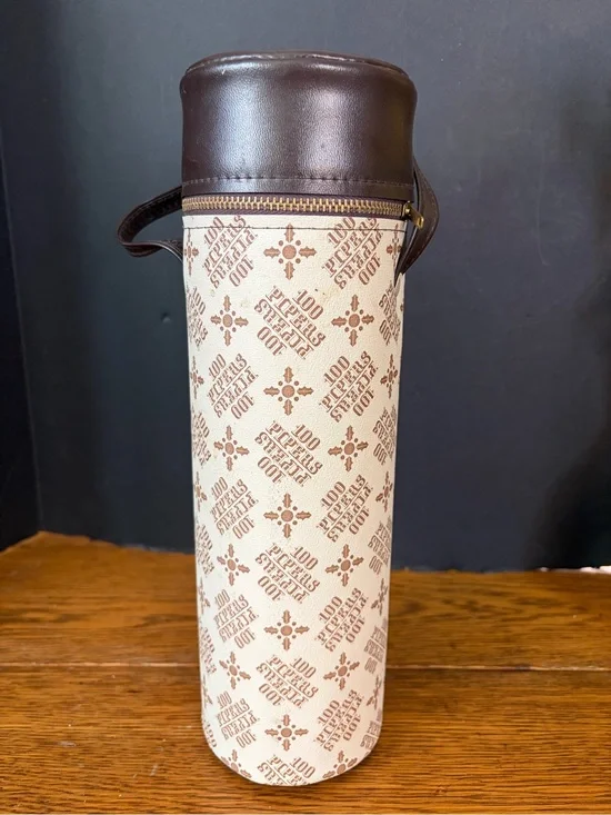 Vintage Seagram's 100 Pipers Scotch Whisky Bottle Case Caddy Tote 1970s Retro