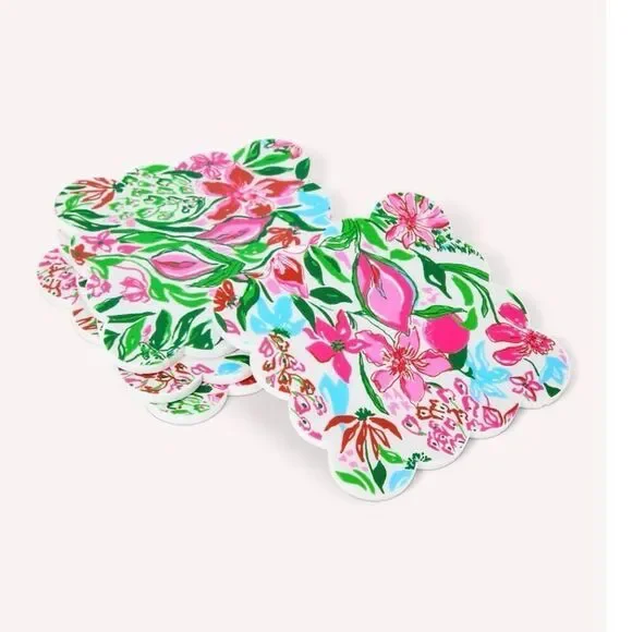 NIB Lilly Pulitzer Ceramic Coasters Glowing Gardens Floral Set of 4