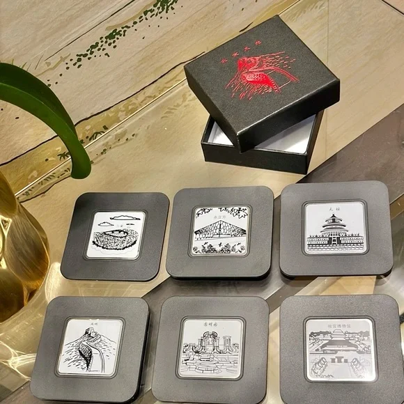 Elegant Chinese Coaster Set in Box