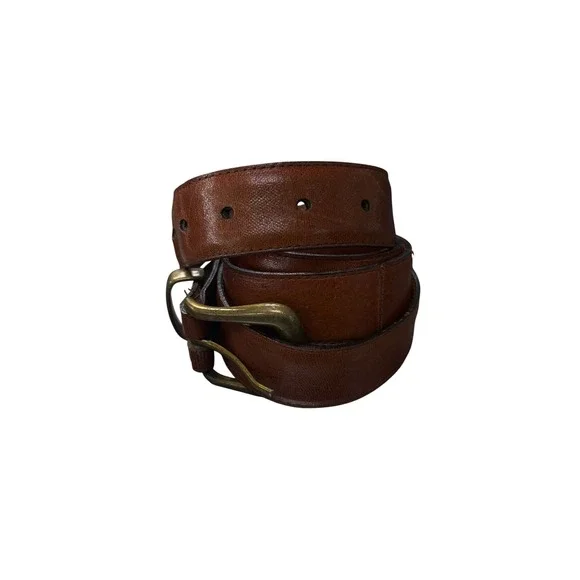 Akubra Belt Mens 90 Brown Good Genuine Kangaroo Leather Brass Buckle Australia