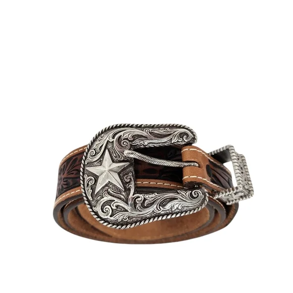 JUSTIN LEATHER TOOLED WESTERN BELT