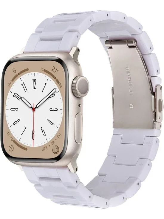 Stylish Resin Apple Watch Band for Series 1-11, Unisex, Pure White, 38-42mm