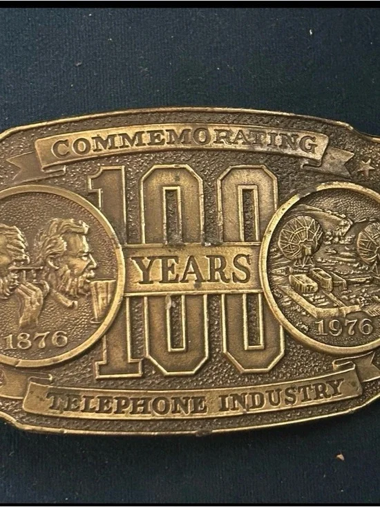 Vintage Telephone Industry Phone Belt Buckle Commemorating 100 Years 1876-1976