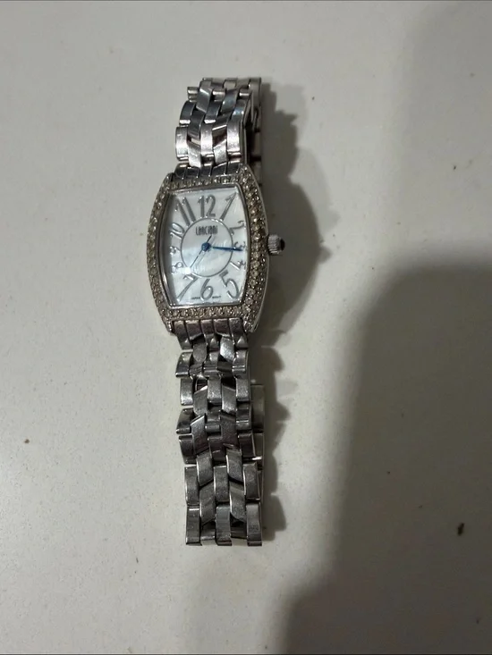 Silver Tonneau Crystal Accent Bracelet Watch