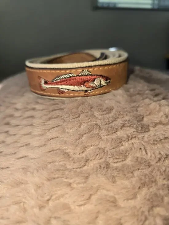 Zep Pro Embroidered Leather Canvas Belt Redfish Red Fish belt size 38