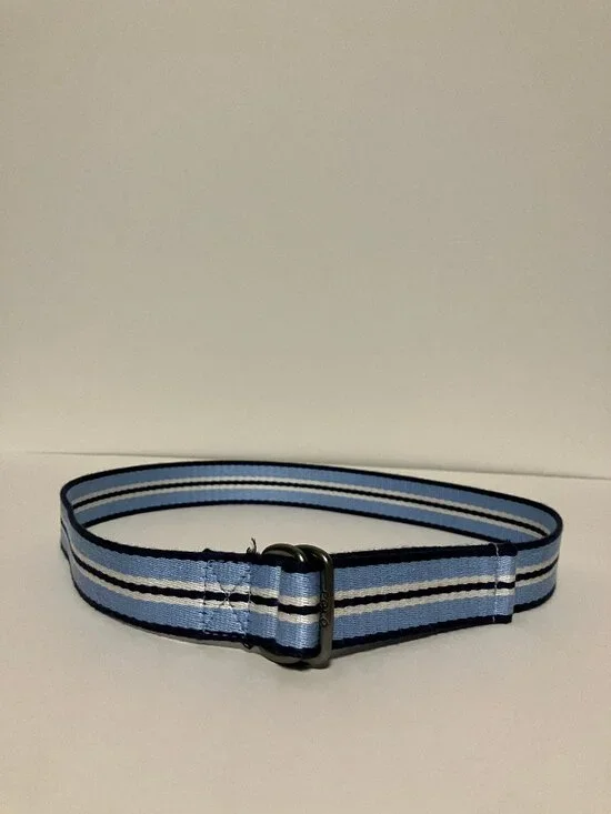 Polo Ralph Lauren Blue White Striped Webbing D Ring Belt Men Sz S 36 In