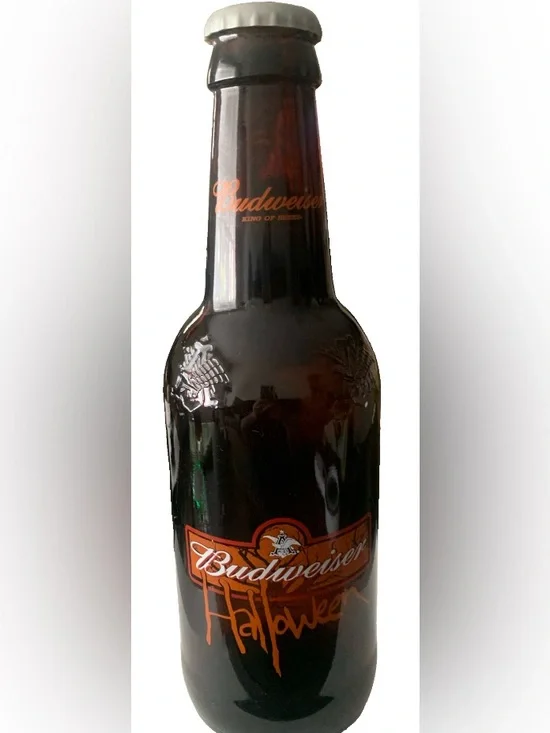 Vintage Budweiser Bud Halloween Limited Edition Bottle With Cap Hand Painted