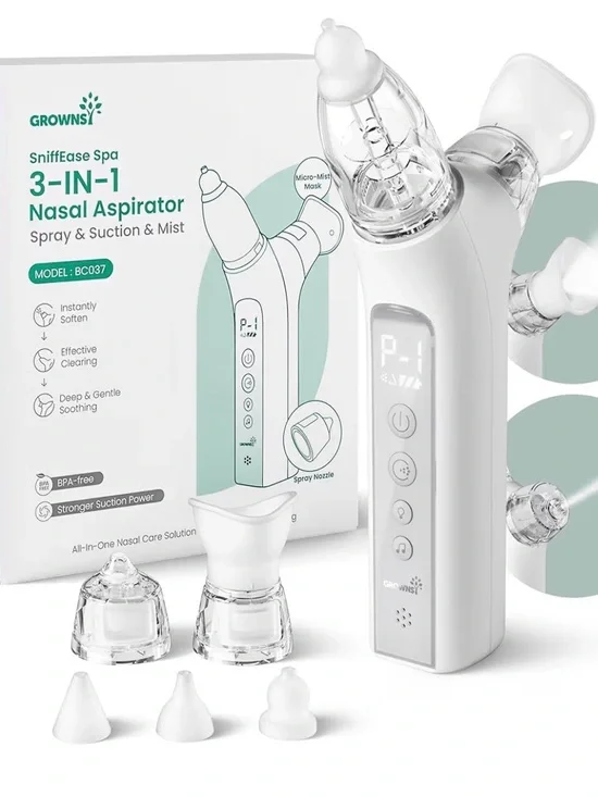 NWT - GROWNSY 3-in-1 Nasal Aspirator for Kids - White