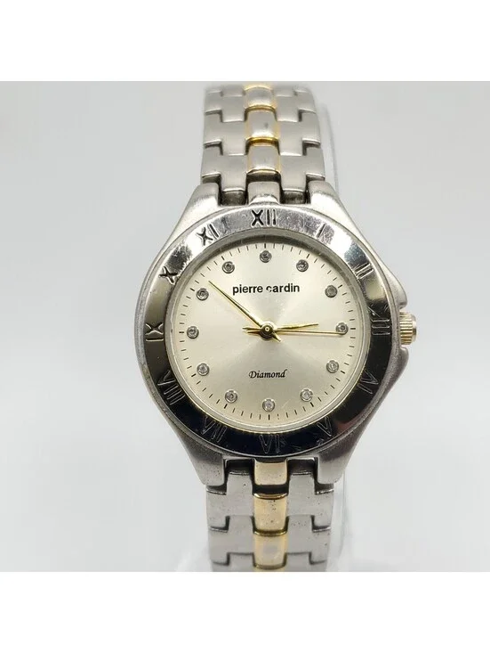 Pierre Cardin Diamond Watch Women 28mm Two-Tone New Battery