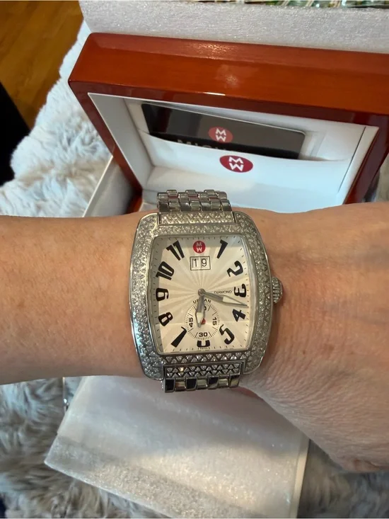 Michele XL Urban Stainless Steel Diamond Watch